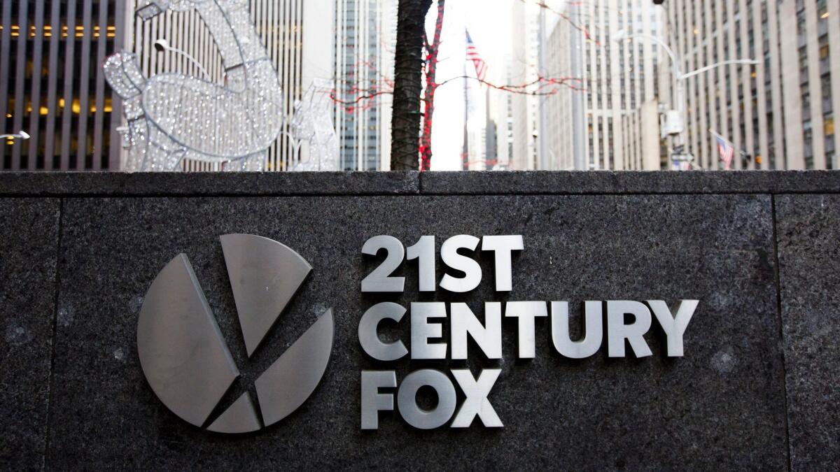 The offices of 21st Century Fox in New York are shown.