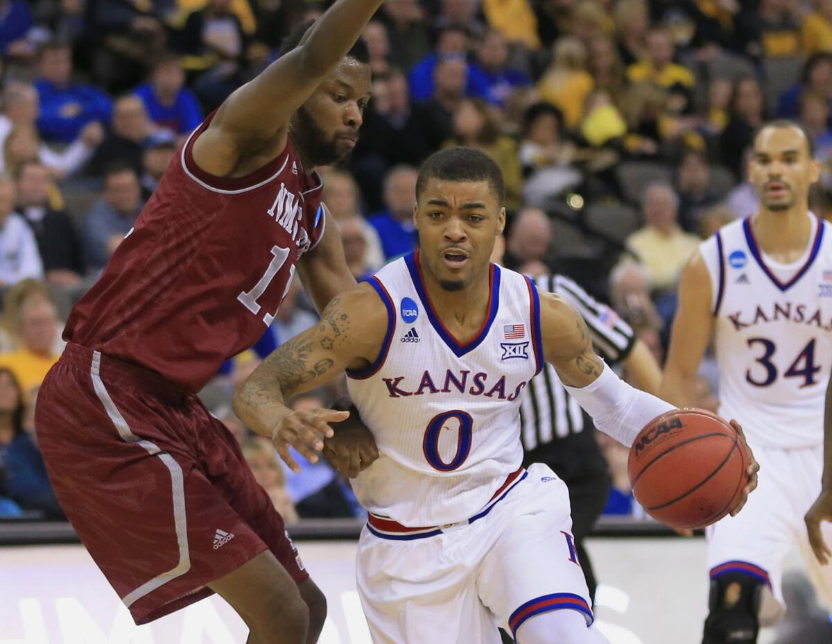 Kansas guard Frank Mason III had 17 points for the Jayhawks in their 75-56 win over New Mexico State in a second round game of the NCAA tournament.