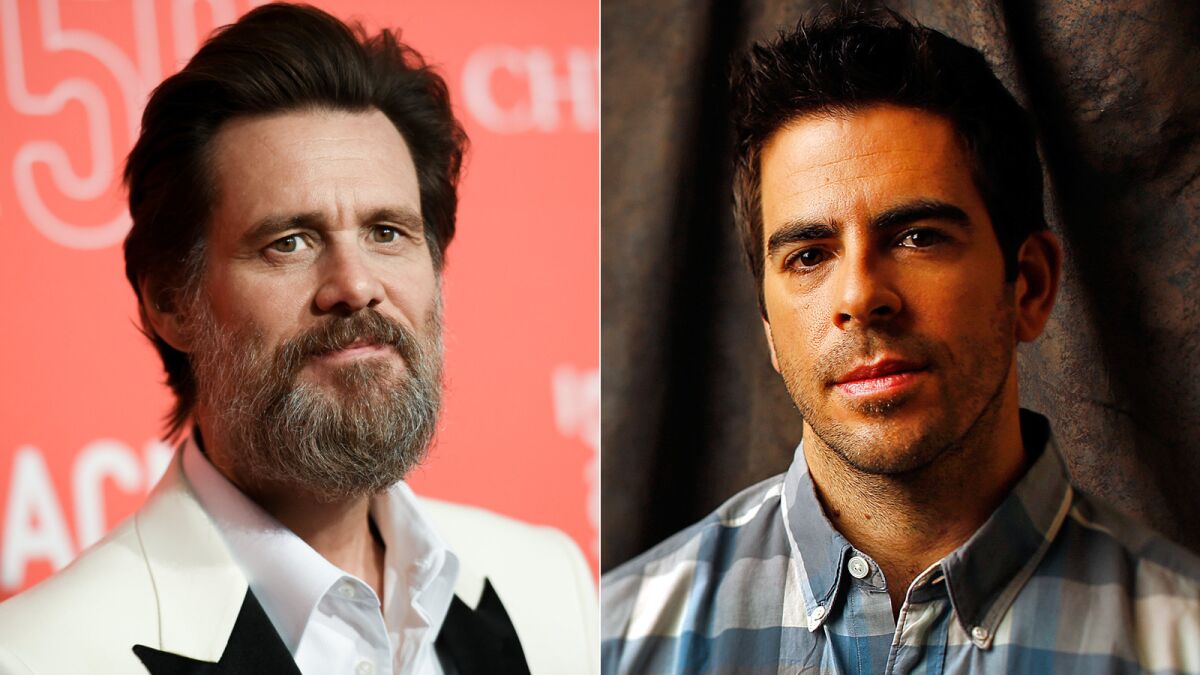Jim Carrey, left, and Eli Roth will be working together on the upcoming "Aleister Arcane" adaptation.
