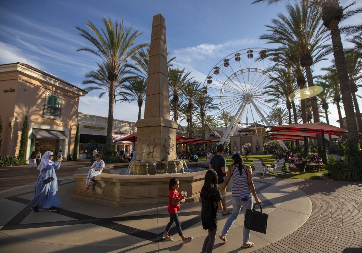 Shoppers at the Irvine Spectrum Center.