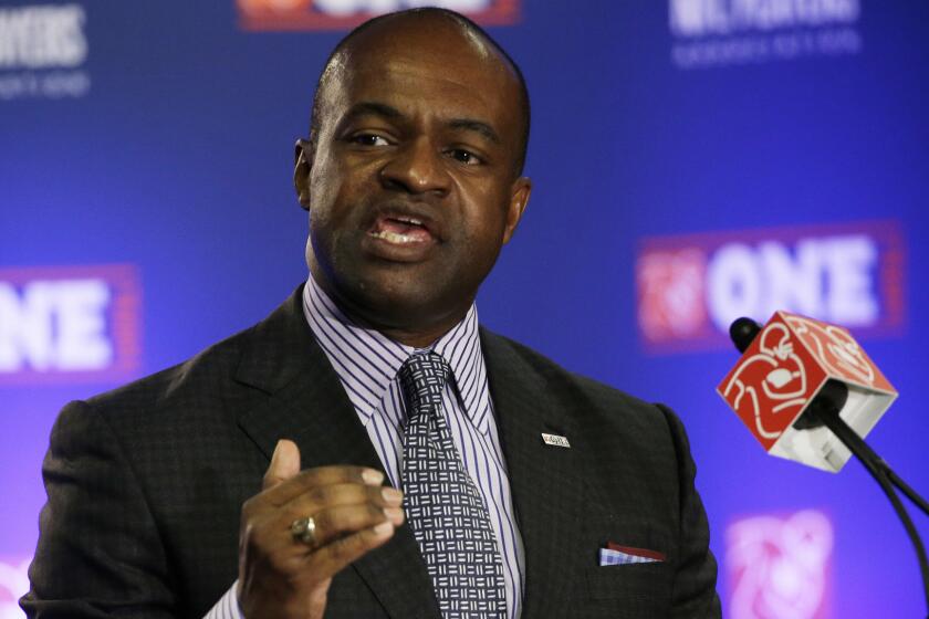 DeMaurice Smith, executive director of the NFL Players Assn., speaks during a news conference in Phoenix in January.