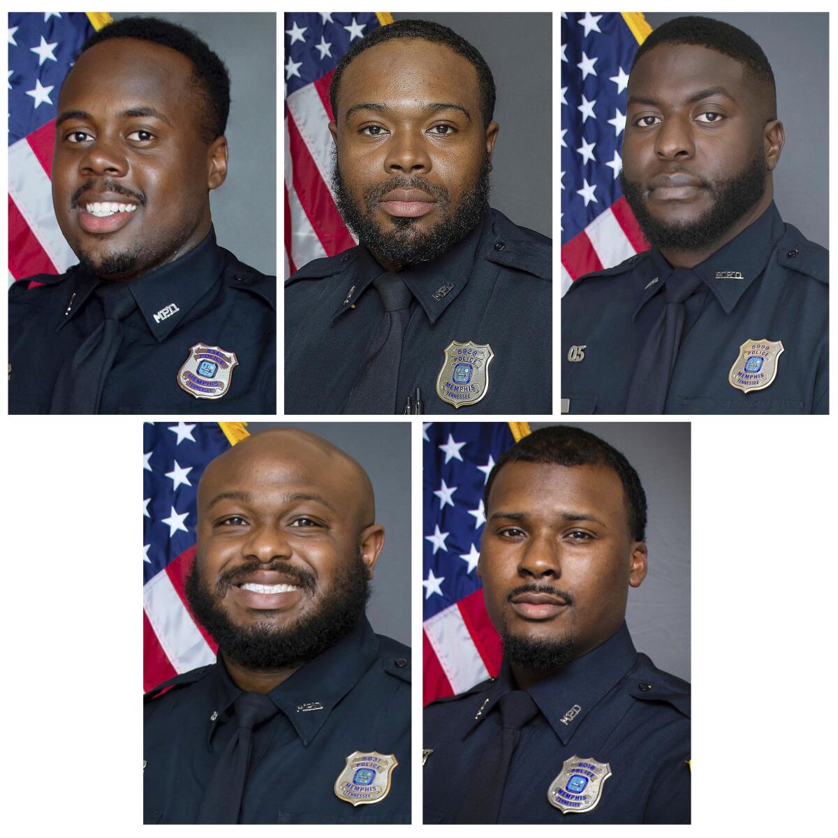 La combinación de fotos difundida por la policía de Memphis, Tennessee, muestra a los agentes