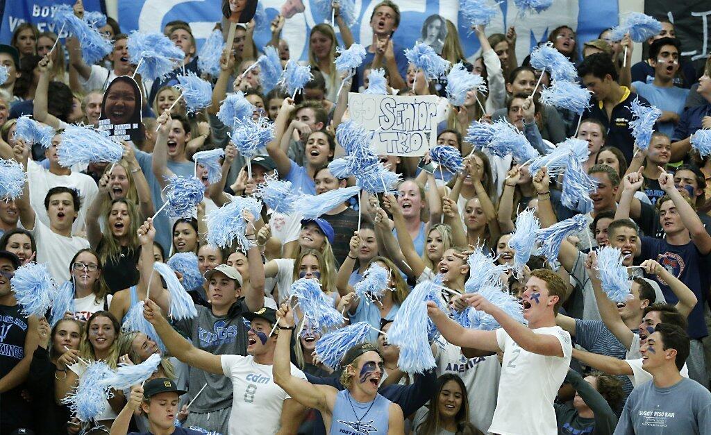 Corona del Mar fans turned out in force for the Battle of the Bay girls' volleyball match against Newport Harbor.
