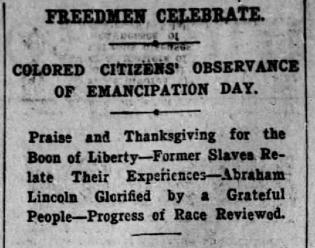 A Jan., 2, 1900 edition of the Los Angeles Times mentions an Emancipation Day celebration in downtown Los Angeles.