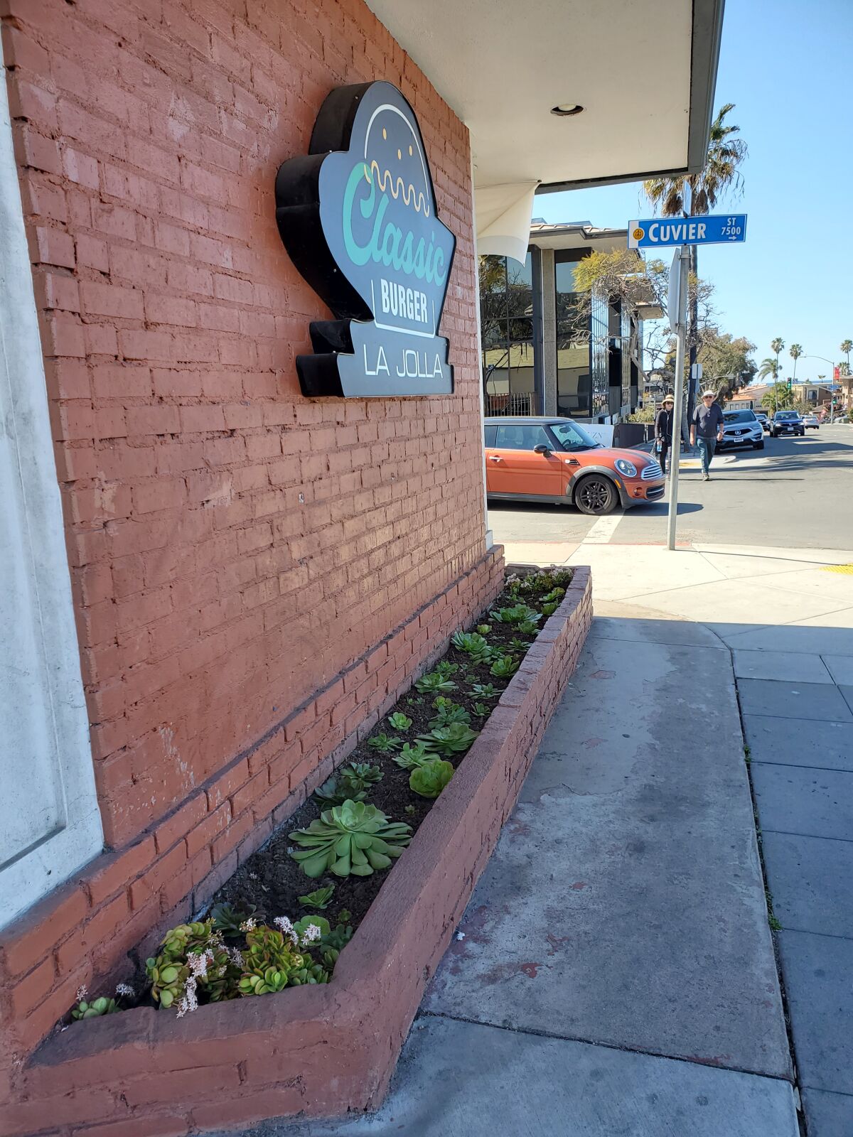 The space in front of Classic Burger with its new plants.