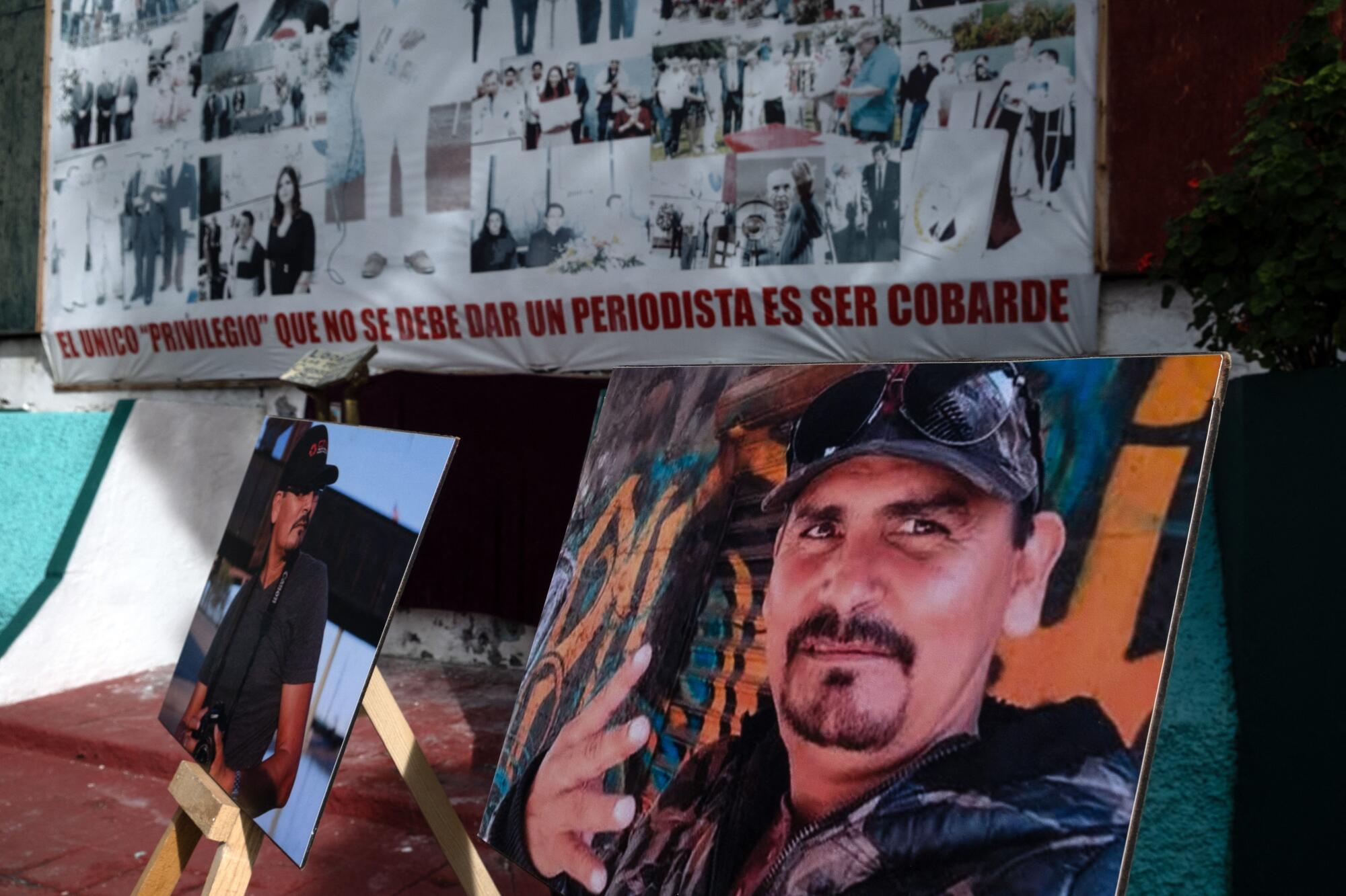 Portraits of slain Mexican journalist Margarito Martínez.