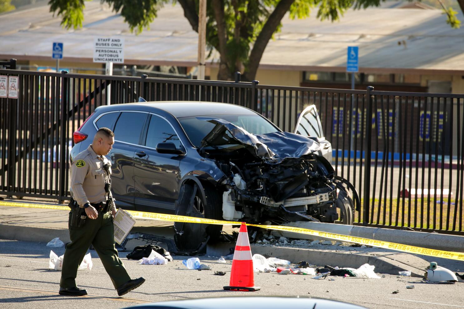Car crashes into Los Angeles sheriff's department recruits on