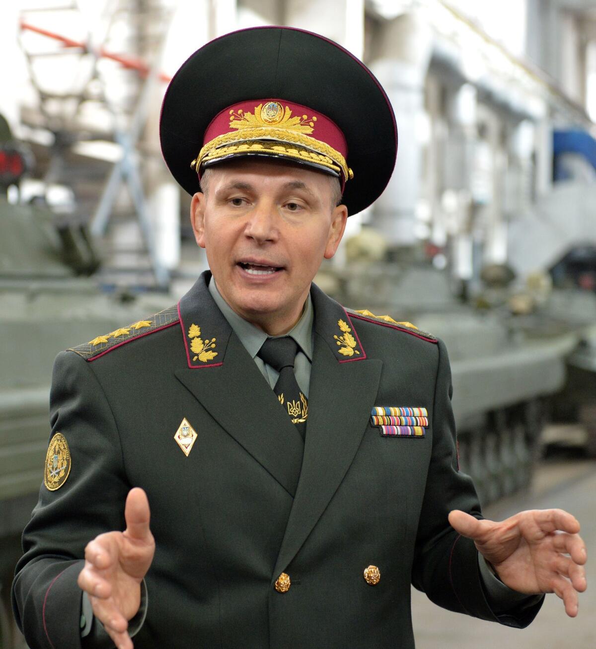 Ukrainian Defense Minister Valery Heletey, shown last month, will be replaced, President Petro Poroshenko announced Sunday. His successor, to be named Monday, will be the fourth military chief in embattled Ukraine this year.