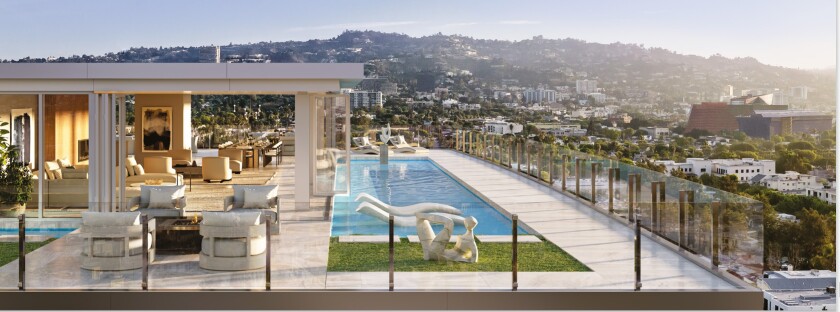 A rendering of the One L.A. penthouse at the Four Seasons Private Residences Los Angeles