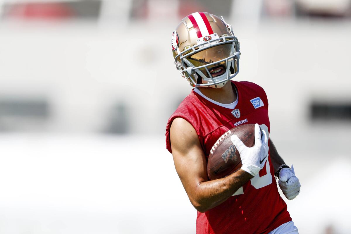 49ers WR Dante Pettis uses Super Bowl snub as fuel in 2020 - The San Diego  Union-Tribune