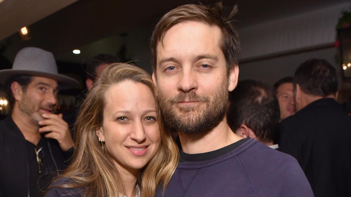 Jennifer Meyer and Tobey Maguire appear at an event in March 2016.