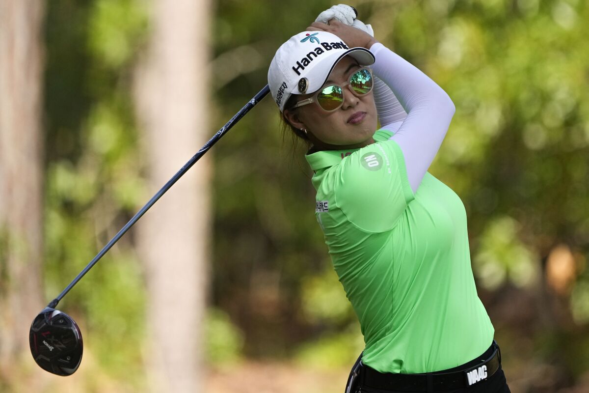 Minjee Lee tees off on 12 during the final round of the U.S. Women's Open at Southern Pines, N.C.