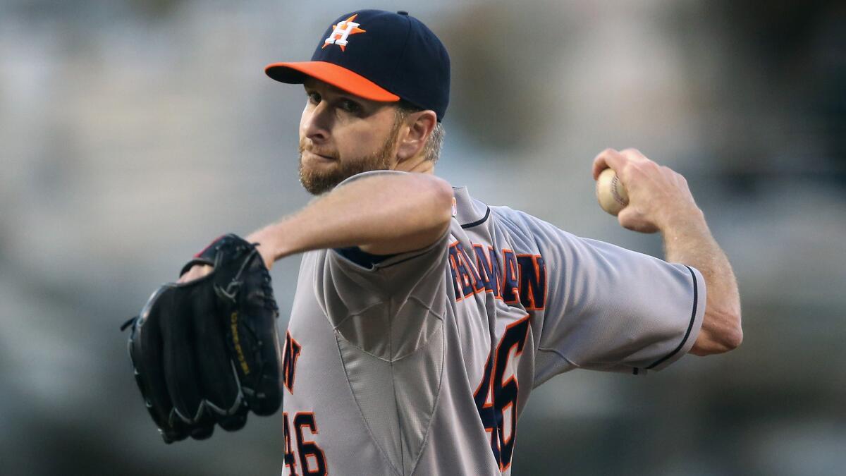 Houston Astros starter Scott Feldman's slow, calculated approach to pitching didn't do much to help his cause in a 9-3 loss to the Angels on Tuesday night.