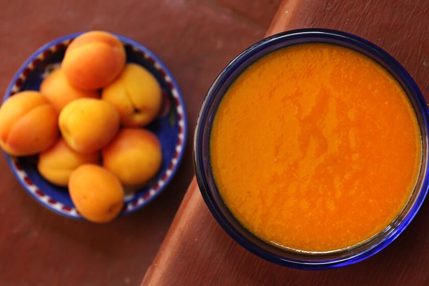 Apricot purée made by Martha Rose Shulman with a food mill.