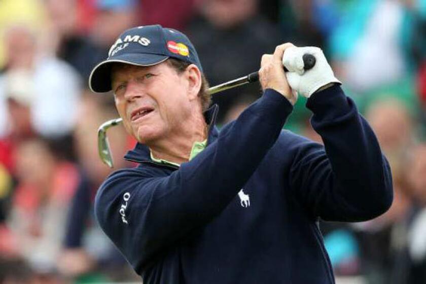 Tom Watson watches a shot during the second round of the 2012 British Open.