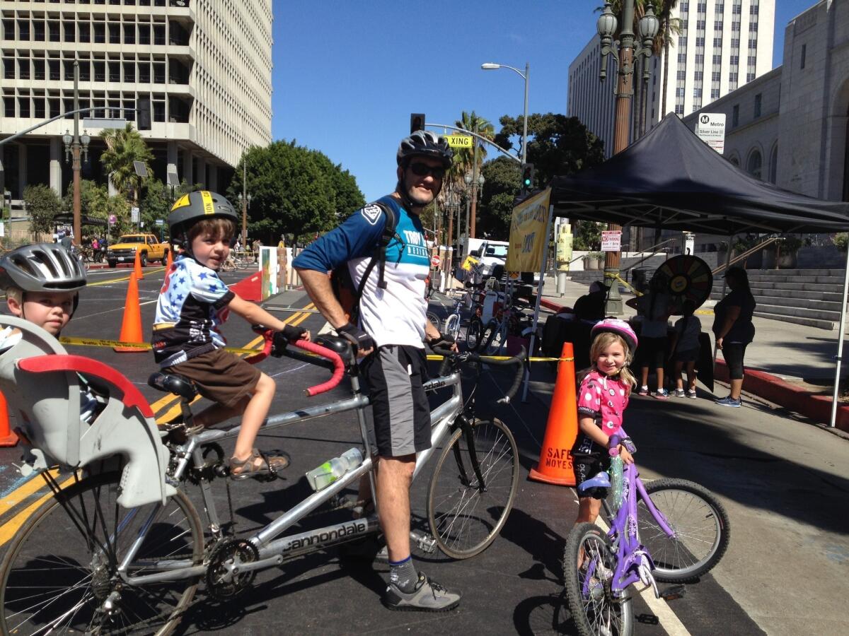 Scott Desposato and his family came from San Diego to participate in CicLAvia.