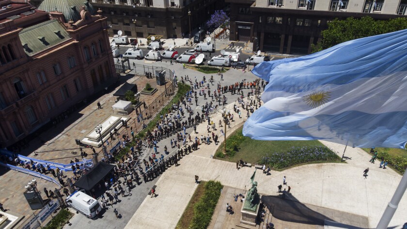 People line up outside