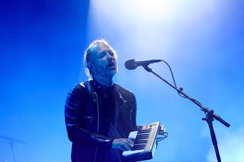 Singer Thom Yorke of Radiohead performs during weekend one of the three-day Coachella Valley Music and Arts Festival at the Empire Polo Grounds on Friday, April 14, 2017 in Indio, Calif. (Patrick T. Fallon/ For The Los Angeles Times)