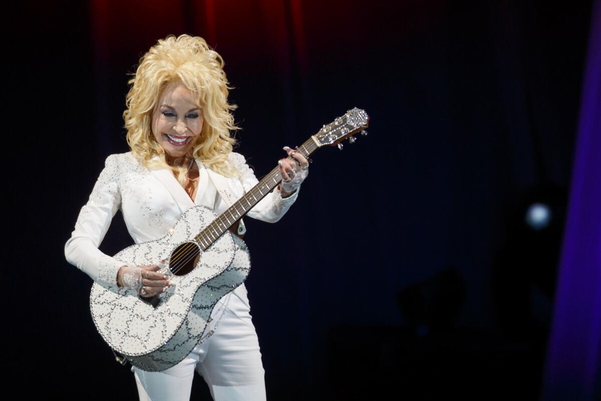 Dolly Parton performs live at the Hollywood Bowl during her Pure & Simple Tour on Saturday, October 1.