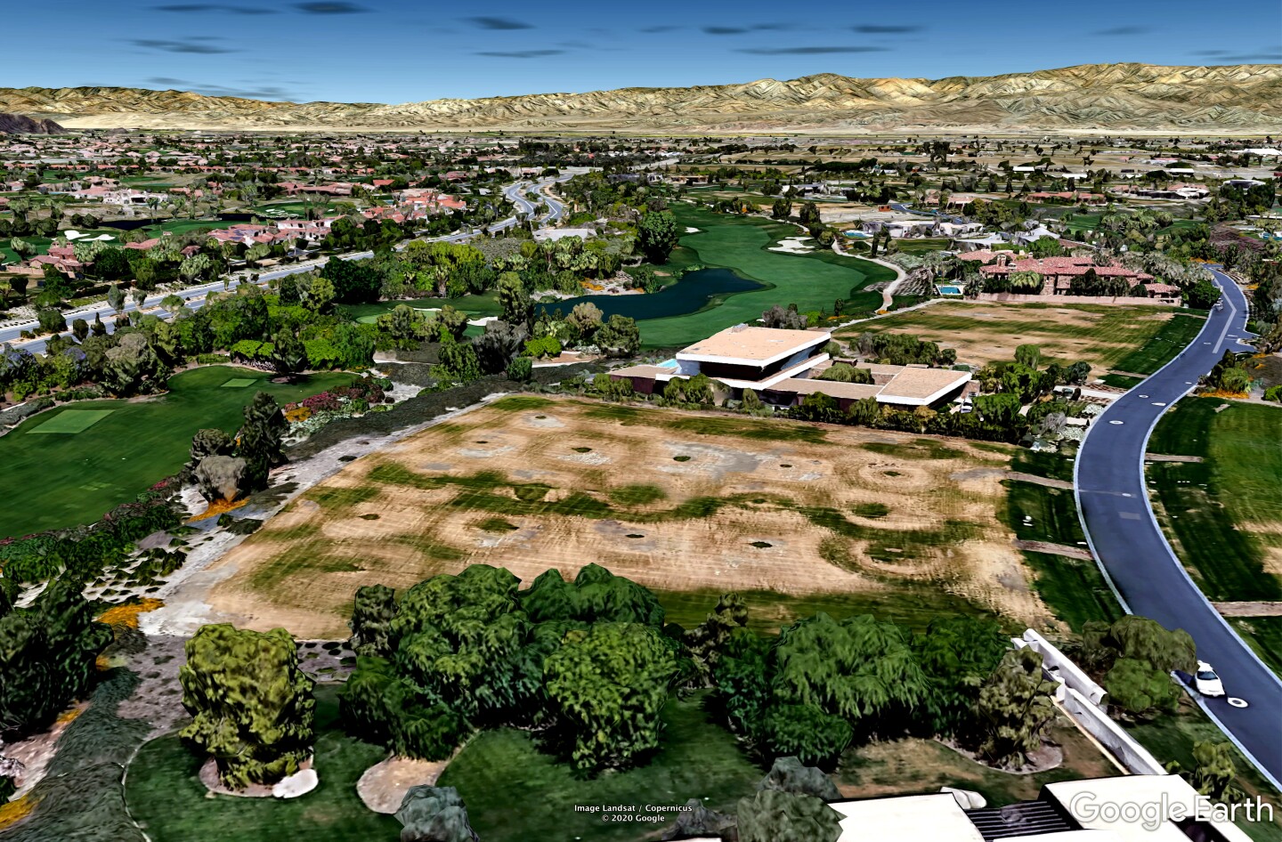Kim Kardashian West and Kanye West have paid $6.3 million for a roughly two-acre home site in La Quinta's Madison Club community. Kardashian West's lot is a few doors down the a modern mansion owned by her mother, Kris Jenner. Her sister, Kylie, also owns a home site on the street. (Google Earth)