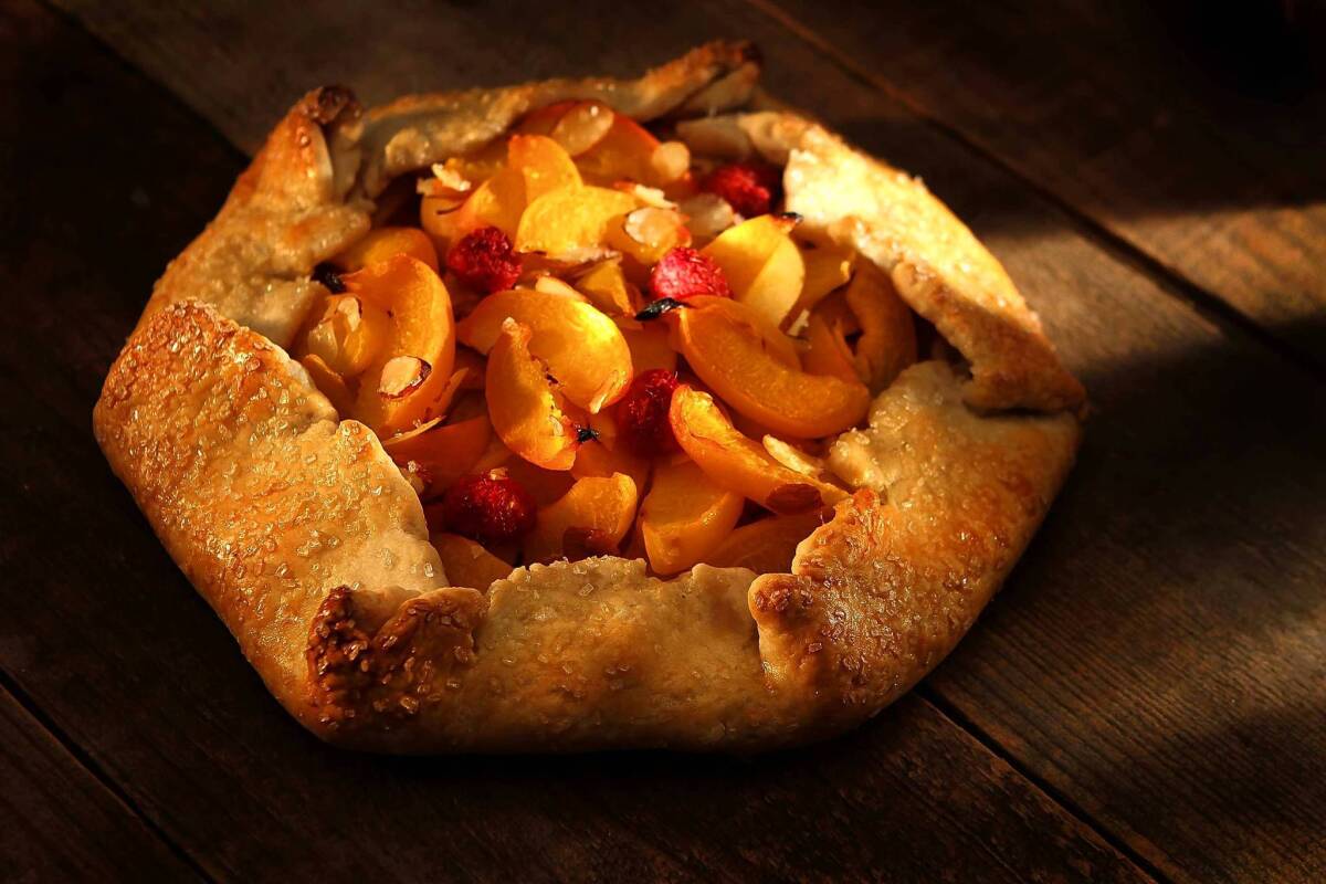 You can combine apricots, raspberries and shaved almonds in an easy summer fruit galette.