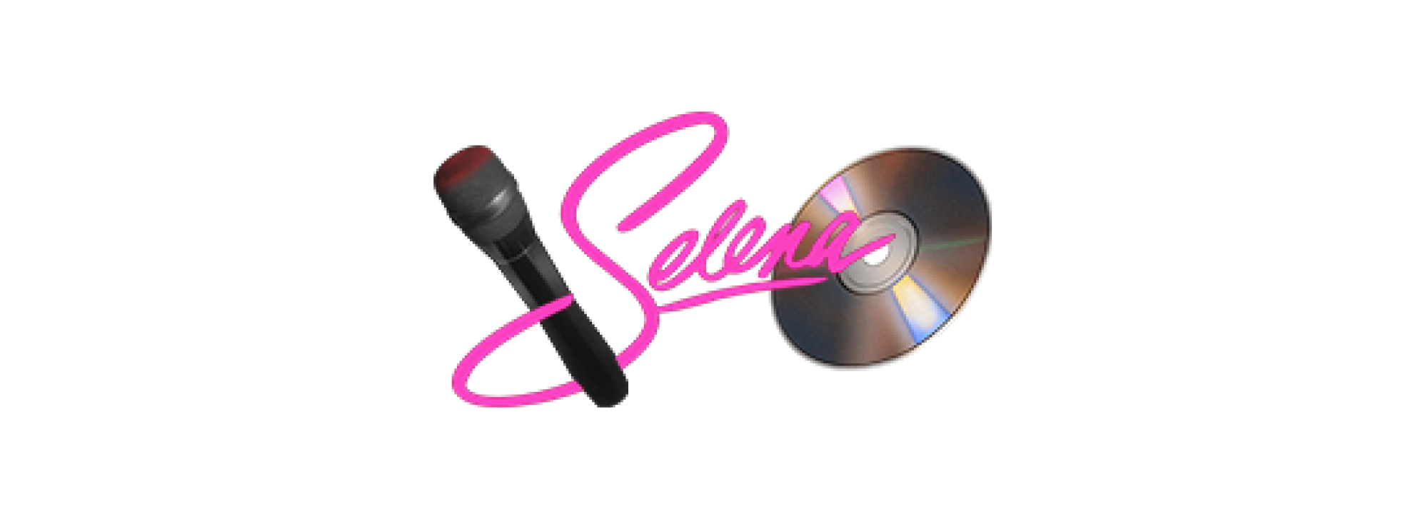 Selena logo with microphone and cd