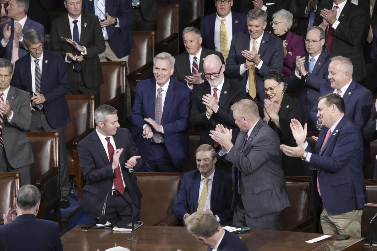 House members applaud Rep. Jim Jordan.