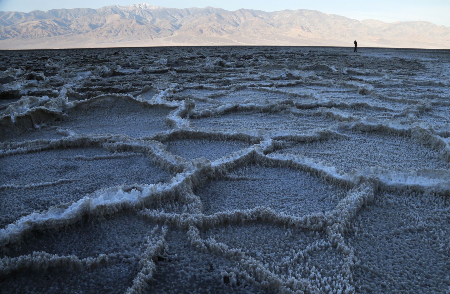 Unique salt structures form in the Badwater Basin, where water combines with the natural salt deposits at 282 feet below sea level.