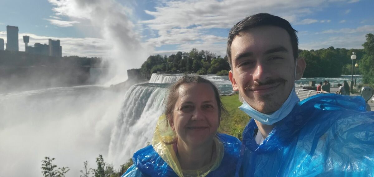 West Hollywood native Max Buydakov, right, stands next to his mother, Larisa Pereshivaylova, at Niagara Falls in August.