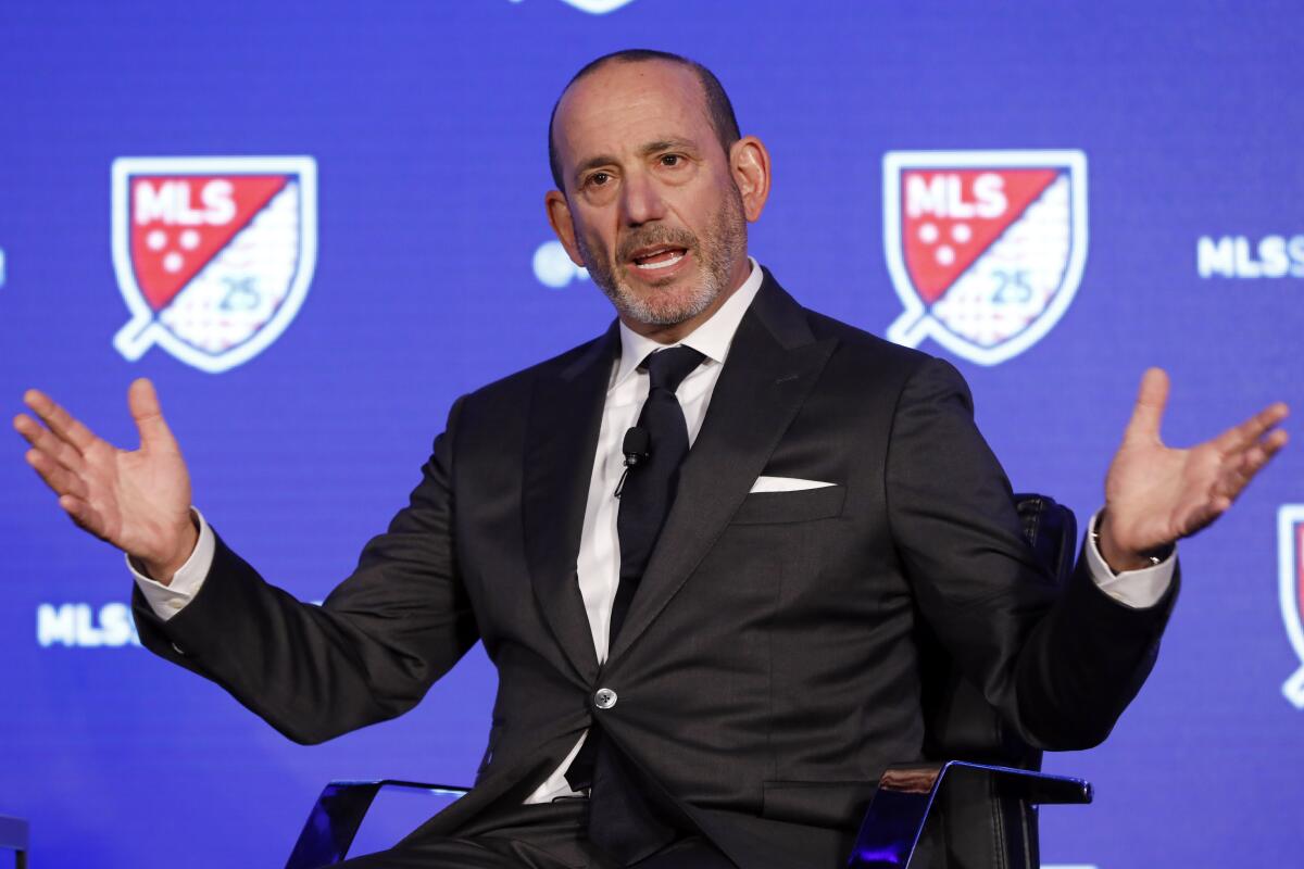 MLS Commissioner Don Garber, shown here in 2020, addressed San Diego's expansion bid Thursday in Los Angeles.