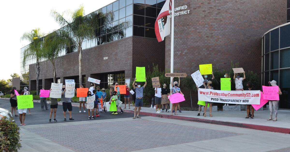 Residents rally outside Poway Unified office over potential Costco