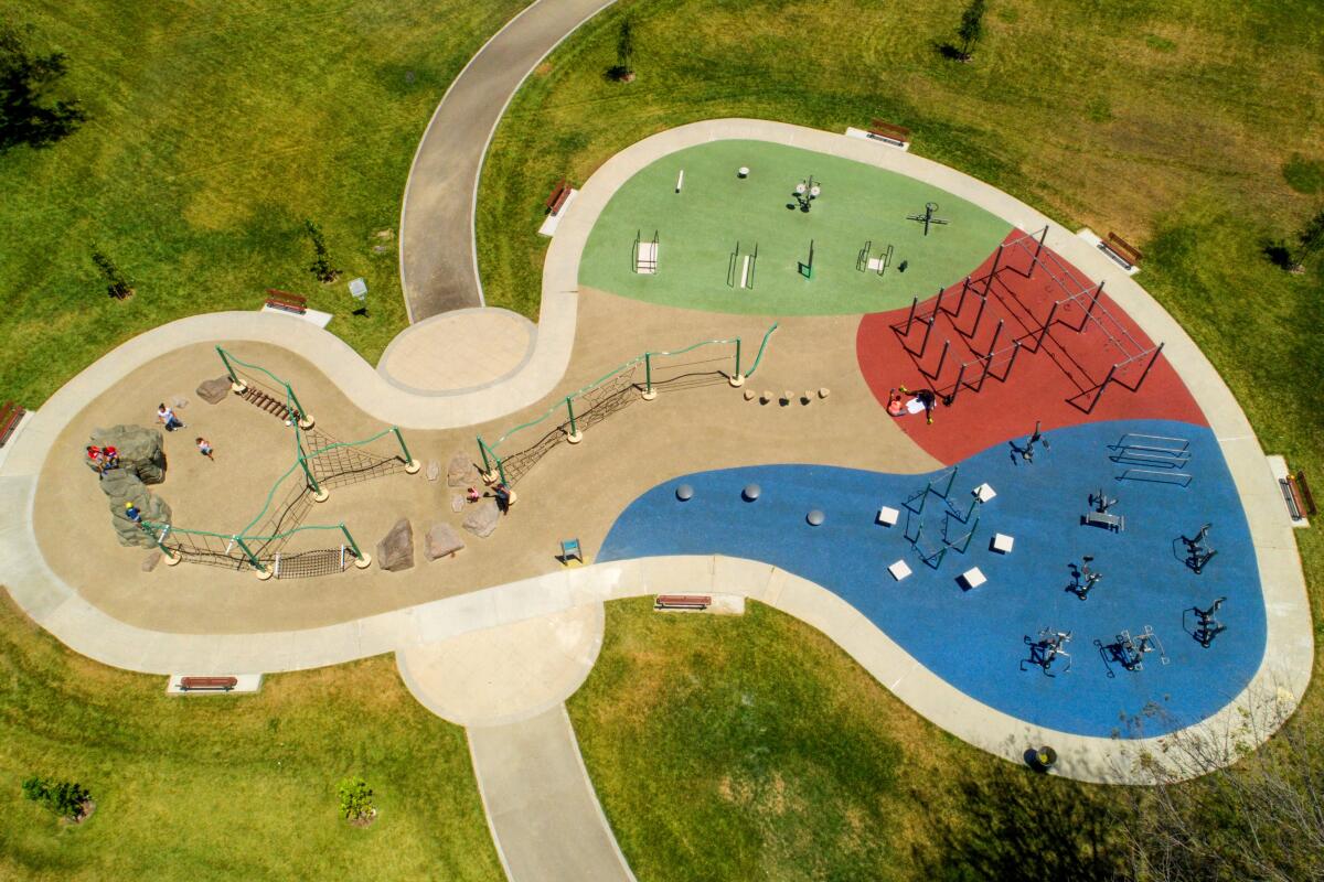 Overhead shot of a large playground 