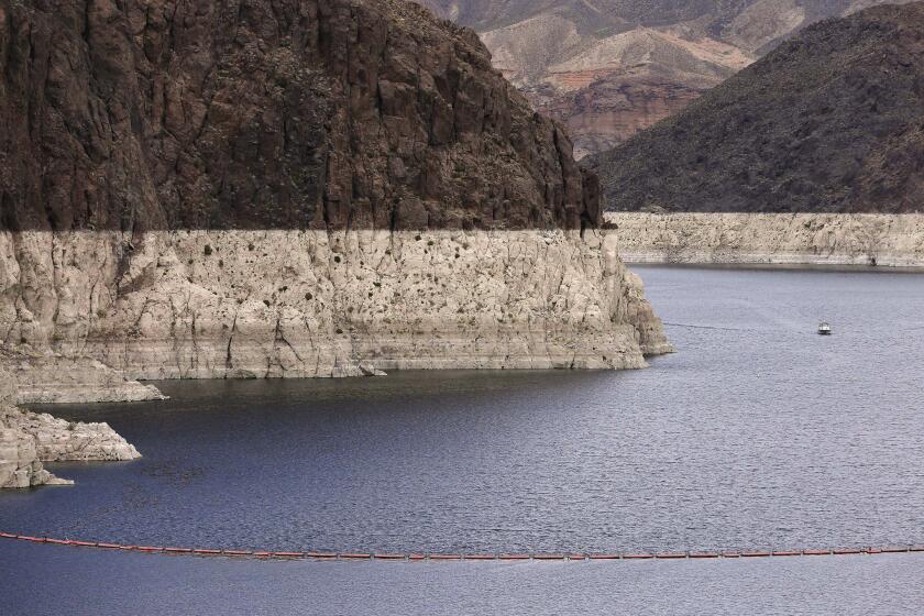 This photo from 2013 shows a bathtub ring marking the high-water line along Black Canyon on Lake Mead. A two-decade-long dry spell is turning into one of the deepest megadroughts in the western United States in more than 1,200 years.