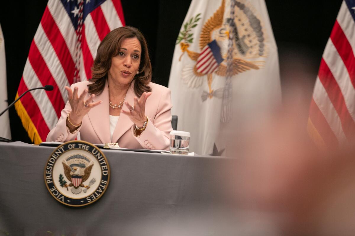 Vice President Kamala Harris hosts a roundtable