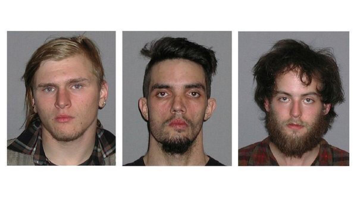 Ohio bomb plot defendants, from left, Brandon Baxter, Douglas Wright and Connor Stevens. The three men pleaded guility and were sentenced to federal prison.