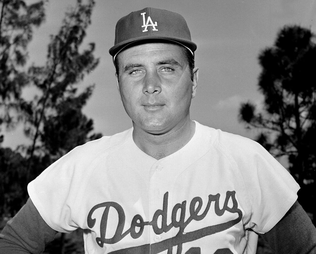 Dodgers reliever Ron Perranoski poses for a picture in April 1965.