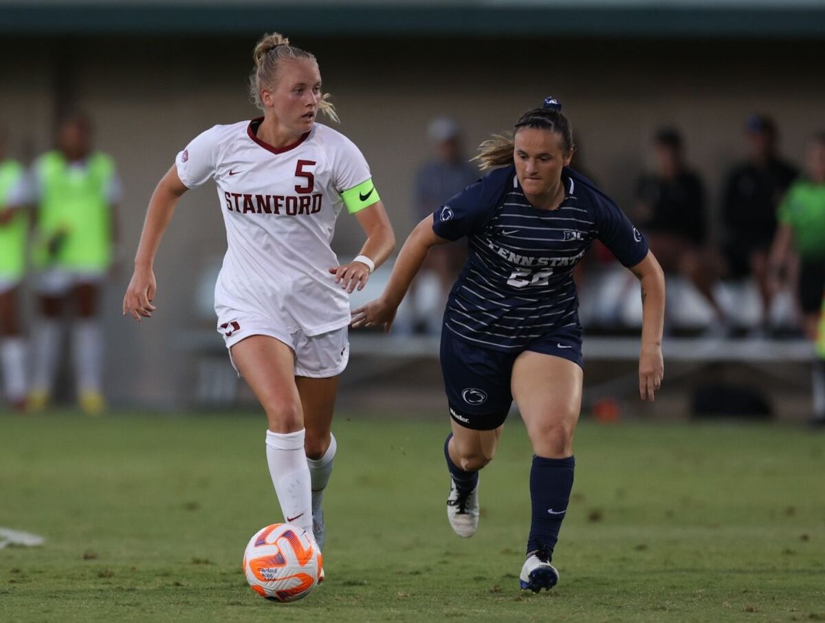 Sierra Enge moves upfield against Penn State in a 2022 game.