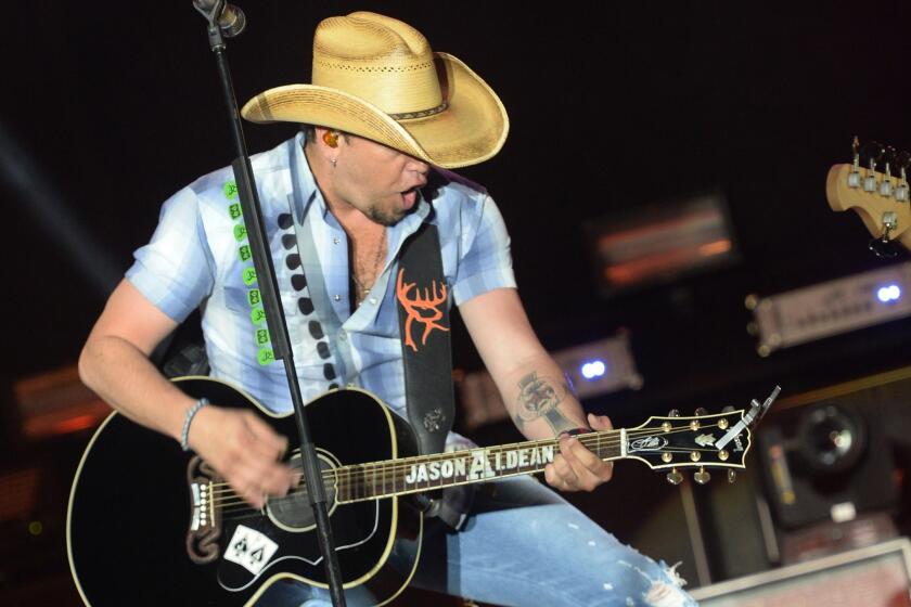 Jason Aldean, shown performing April 13 in Florence, Ariz., headlines on Saturday at the three-day Stagecoach Country Music Festival kicking off Friday, April 25, in Indio.