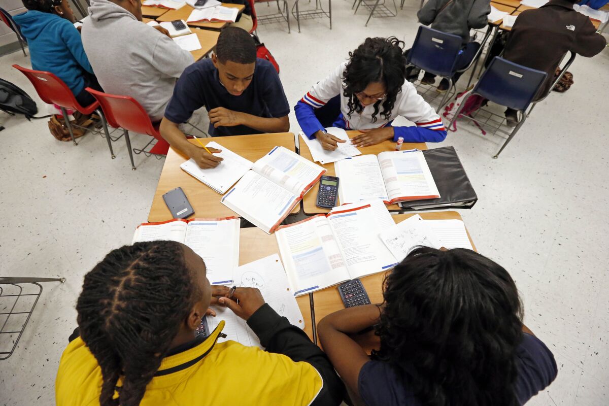 Clarksdale High School students study math in Clarksdale, Miss.