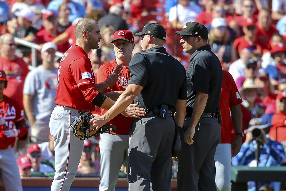 Cincinnati Reds Joey Votto explains his ejection in San Diego.