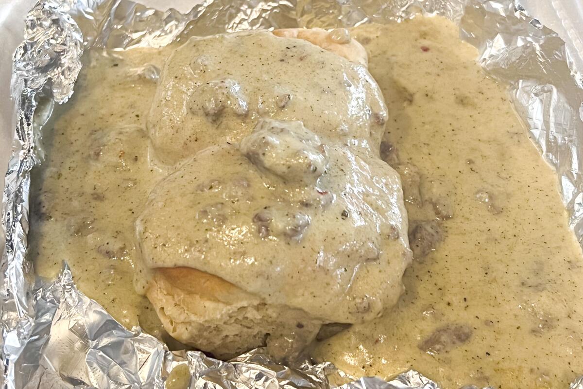 Biscuits and sausage gravy from Watts Coffee House.
