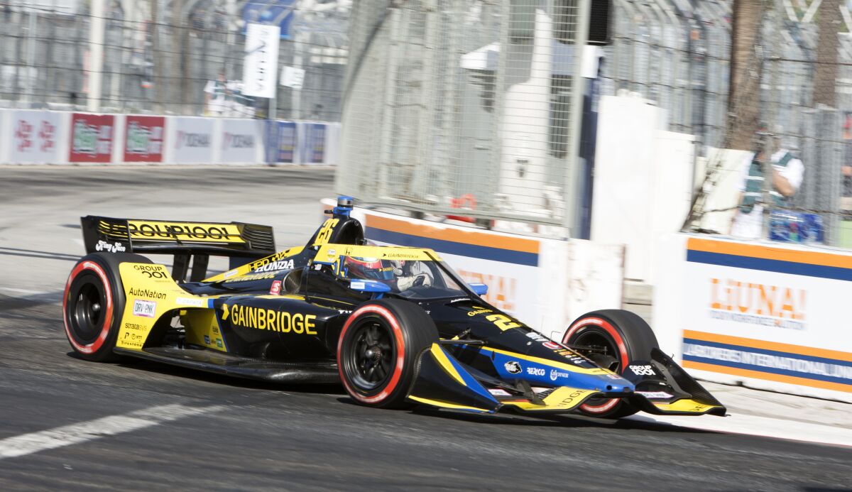 Colton Herta of Valencia won qualifying for the Grand Prix of Long Beach on April 9, 2022.