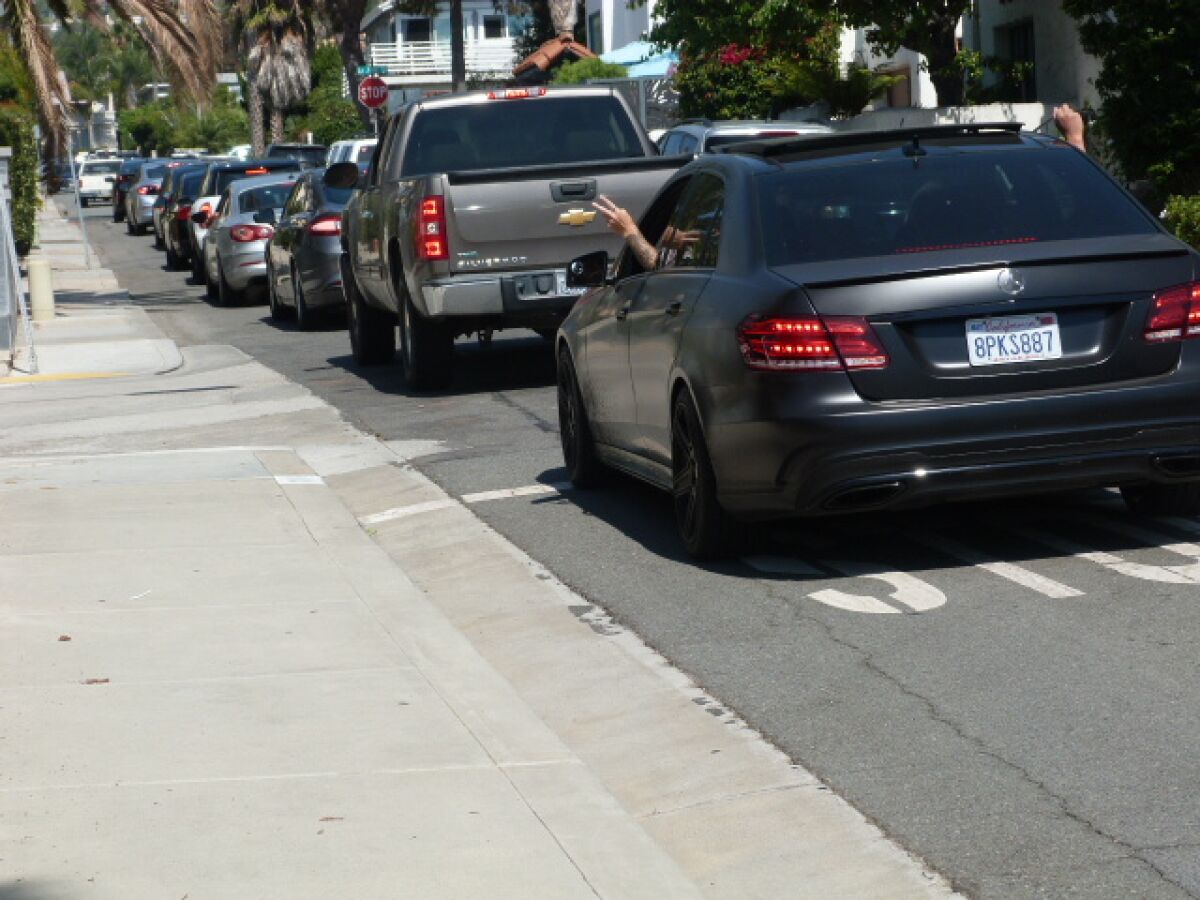 Resident Ira Parker took this picture of congestion blocking Olivetas Avenue along Sea Lane in the Barber Tract.