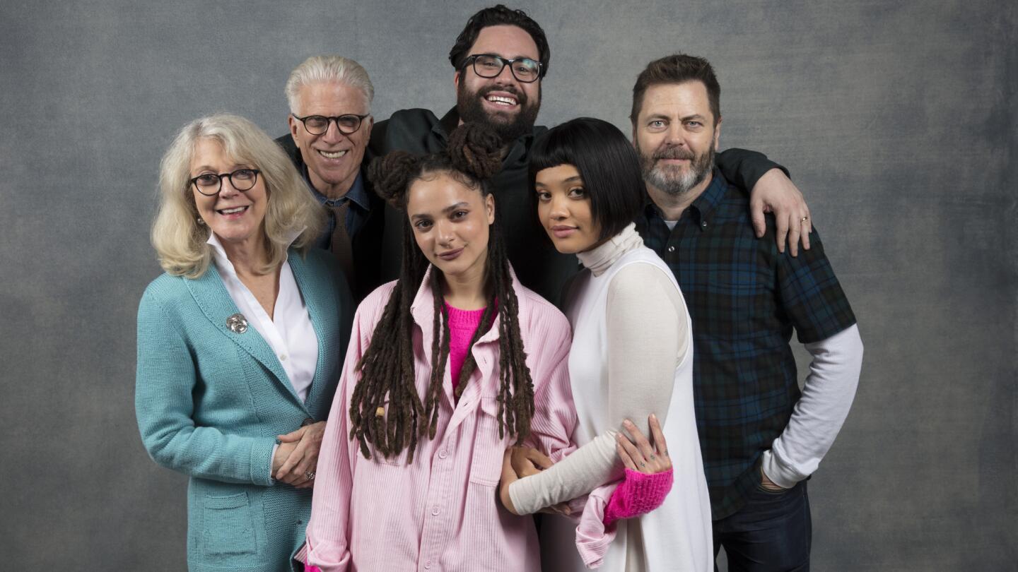 Blythe Danner, Ted Danson, Sasha Lane, writer/director Brett Haley, Kiersey Clemons and Nick Offerman from the film "Hearts Beat Loud," photographed in the L.A. Times studio at Chase Sapphire on Main in Park City, Utah. FULL COVERAGE: Sundance Film Festival 2018 »