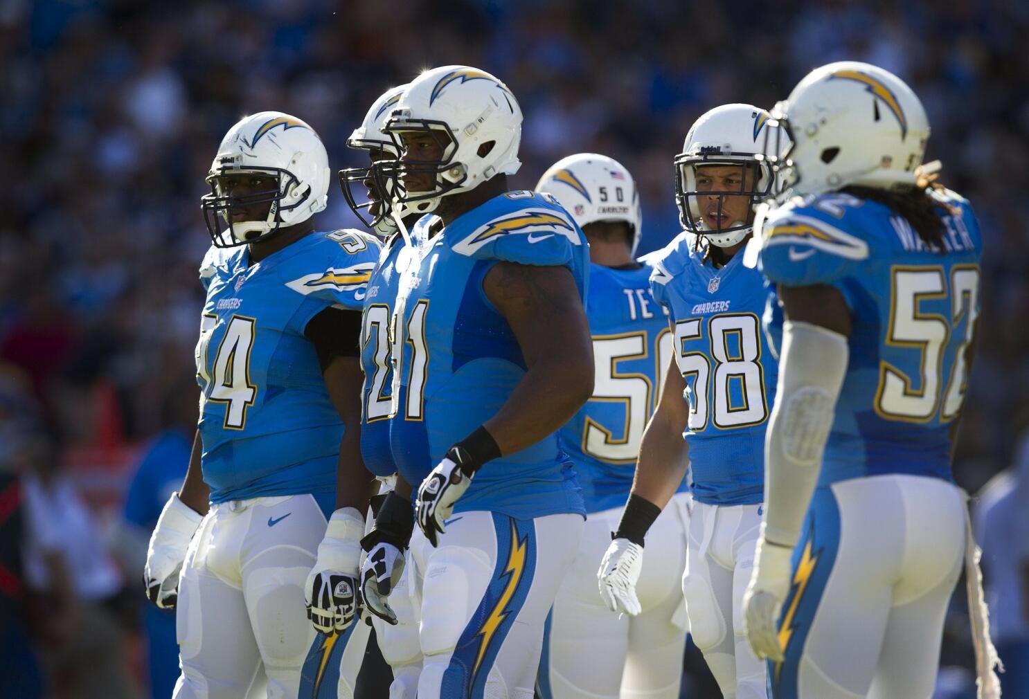 Chargers unveil new uniforms, bringing back gold pants to go with powder  blue - The San Diego Union-Tribune