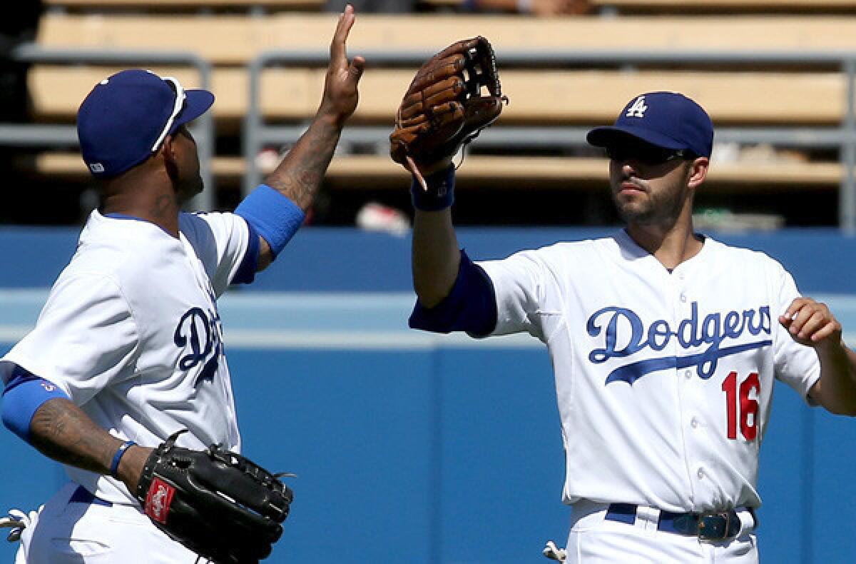 Veteran left-handed outfielders Carl Crawford, left, and Andre Ethier could be vying for playing time next season with Matt Kemp and Yasiel Puig.