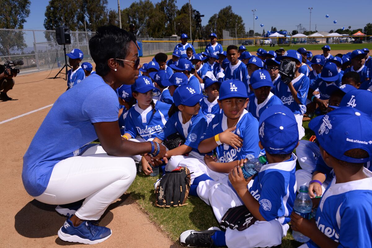 Los Angeles Dodgers Foundation head Nichol Whiteman at Darby Park in Inglewood in 2017.