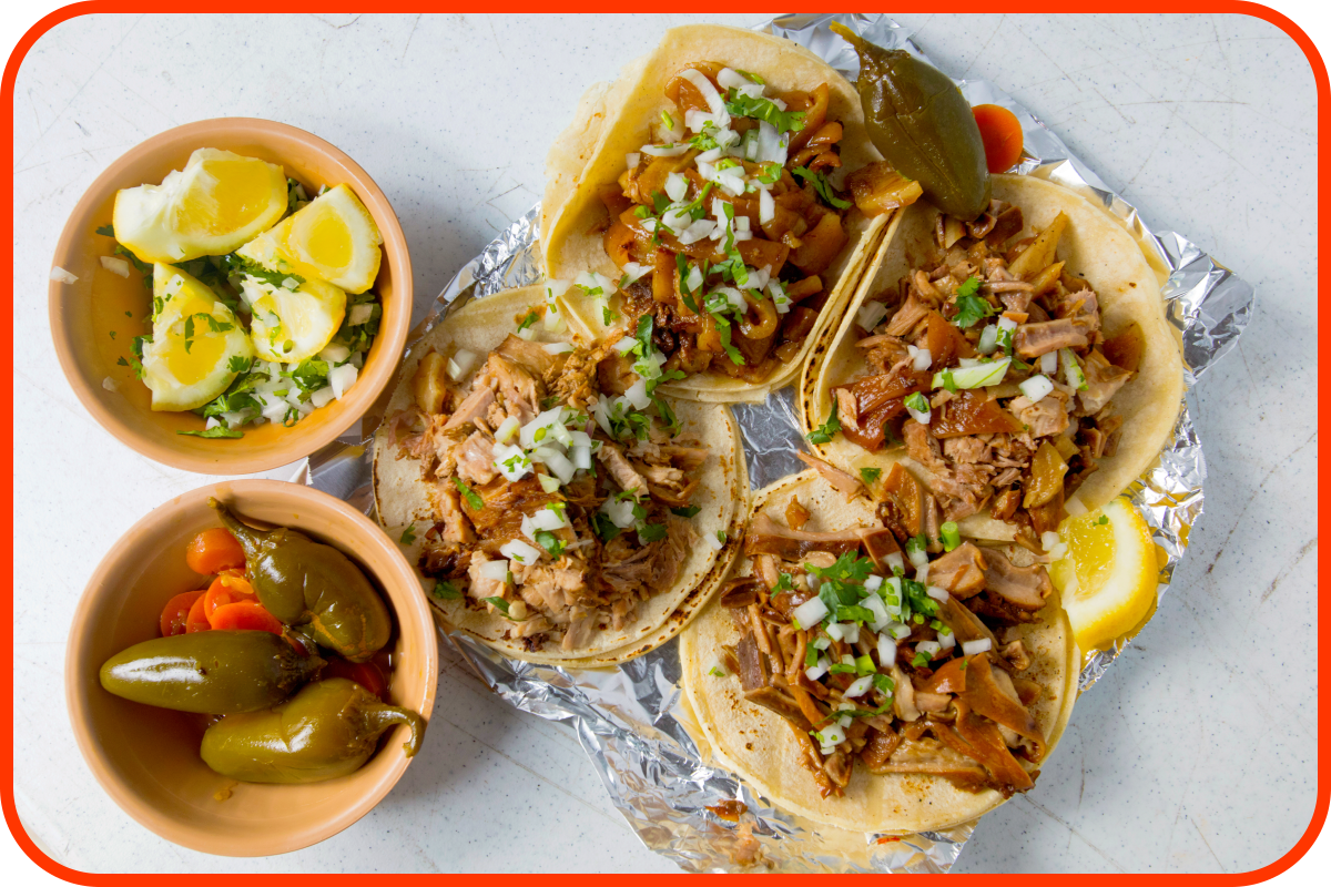 Three types of tacos at Carnitas el Momo