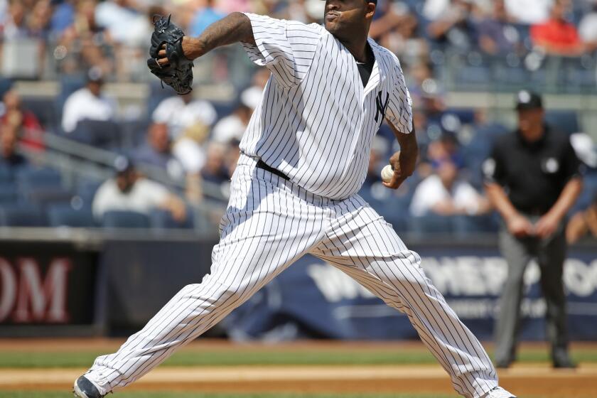 Yankees starting pitcher CC Sabathia had to leave his outing against the Indians in the third inning. Sabathia was placed on the disabled list a day later.