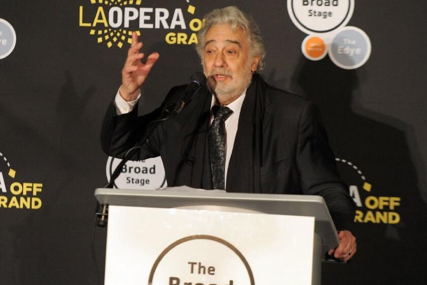 Placido Domingo at the opening night after-party of "Dulce Rosa" on Friday, presented by the Broad Stage and L.A. Opera at the Broad.